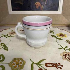 Tasses Brûlot et sous tasse porcelaine épaisse Paris liseré rose noir et or