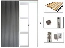 Porte Coulissante Kenya Blanc Vitrage Transparent H204 X L83 + Systeme Galandage