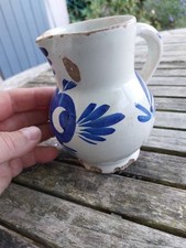 PICHET ANCIEN FAIENCE XIXeS BLEU BLANC ST CLEMENT LUNEVILLE ? PETIT PICHET 12 CM