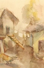 Vintage impressionniste aquarelle paysage