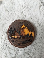 Sous-verre en bois camping décoration maison pyrographie fait main cadeau personnalisé 