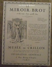 Publicité Musée de Crillon , Miroir Brot  1921, advert