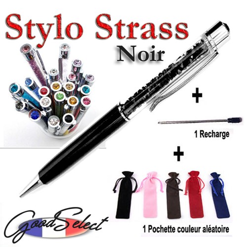 Stylo strass noir crystal - strass,
