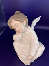 Figurine en porcelaine de Lladro tête d'ange rêvant à la main #4961 6,5 pouce...