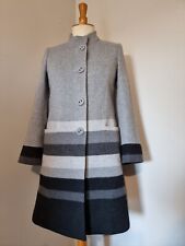 UN JOUR AILLEURS  : MANTEAU NUANCES DE GRIS RAYURES EN BAS LAINE COAT MANTEL 
