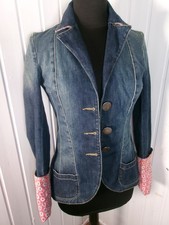 Vintage Veste cintré en jeans épais délavé KENZO S 36 boutons métal logo