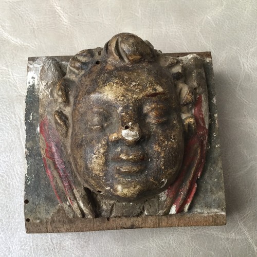Tête ange bois - ange, sculpté