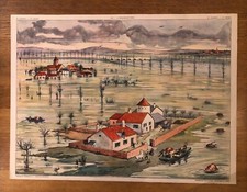 Affiche Scolaire Tableaux de Géo. Rossignol n°31 L'Estuaire et n°32 L'Inondation