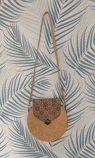 Sac a main rond bandoulière en liège - Neuf