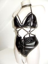 body T40/42 faux cuir noir