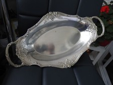 Ancien plateau de service métal argenté Centre de table Corbeille Plat à fruits
