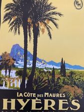 RARE - AFFICHE TOURISTIQUE PL M - HYERES - JULIEN LACAZE - 60X80 CM - 1990
