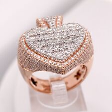 10K or Rose 2.6 Carat Naturel Pique Diamants Baguette Hommes Hip Hop Bague Pinky