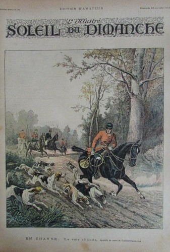 Gravure chasse courre voie - chasse,