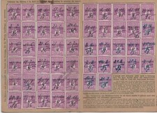 FISCAUX  socio postaux d'alsace lorraine 52 T PART ¨PARONALE N°110 4F /8F VIOLET