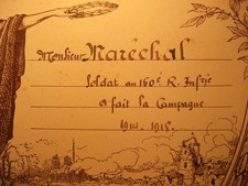 LOT MEDAILLE MILITAIRE GRANDE GUERRE 14/18 CROIX ET DIPLOME 2