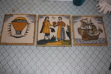 3 Anciens Carreaux  Faïence