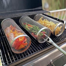 Grille Ronde pour Barbecue Charbon de Bois ou Gaz pour Légumes Variés et Frites