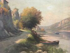 Ancienne huile sur toile Paysage postimpressionniste signé école francaise XIX