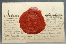 SCEAU DE CIRE ROUGE AUX ARMES