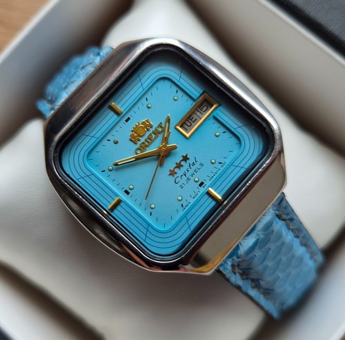 Montre orient carrée bleue - orient,