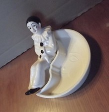 Pierrot la lune porte-savon ou vide-poche vintage en porcelaine