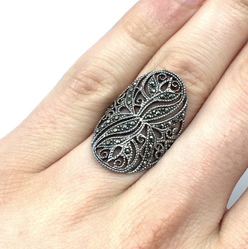 Bague argent 925 - en, marcassite