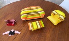 Salon de jardin gonflable avec accessoires de poupée pour Barbie vintage An 70