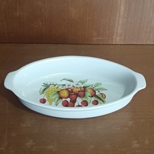 Plat À Gratin En Céramique, Ovale, Décor Fruits Rouges, Plat À Tarte Vintage