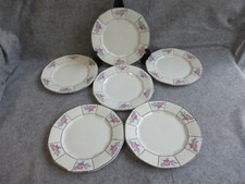 6 assiettes plates faïencerie d'onnaing,style art déco