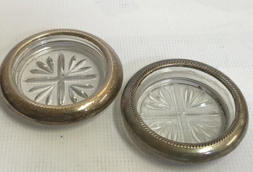 Silver and glass - and, coasters