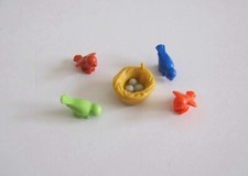 PLAYMOBIL (X316) FORET - Lot de 2 Oiseaux Moineaux Bleu & Nid Jaune Moutarde