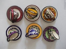 QUIMPER céramique Saint Jean de Bretagne 6 tasses et soucoupes miniatures 1950 !