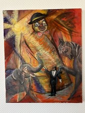 Tableau Huile sur Toile Cirque Signée (L17/A7)