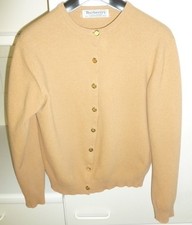 BURBERRYS Scotland Cardigan vintage 100% Geelong Lambswool camel 40"/102cm TBE