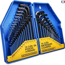S&R Clés Allen Males en Pouce et Métrique Jeu 30 Clés coudés (15 en inc