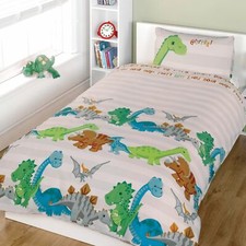 Neuf Dinosaures Housse Couette Simple & D'Oreiller Set Garçons Literie Naturel