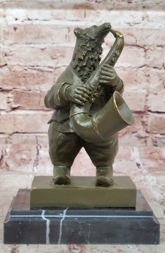 Fait bronze ours musicien - fait,