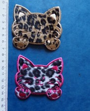 PC42-103) écusson thermocollant CHAT AU PELAGE MOUCHETE