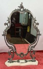 MIROIR DE TABLE. STYLE MODERNISTE. MÉTAL ARGENT. BASE EN MARBRE. XXE SIÈCLE.