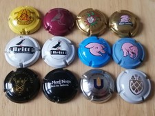 Lot de 12 capsules de Bières diverses format quart .