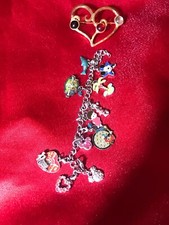 DIsney China Princess Charm Bracelet Rare 11 Charms And Gold Pendant,dolphin