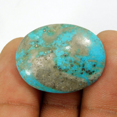 Cabochon ovale bleu turquoise