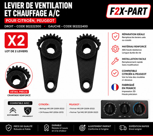 Leviers chauffage x2 - leviers,