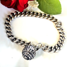 Gourmette Argent Fin Xixe 19,5 Cm Breloque Sphère 15mm Poinçons