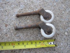 2  pcs Vintage Porcelain and Rustic Rusty Steel Casters 