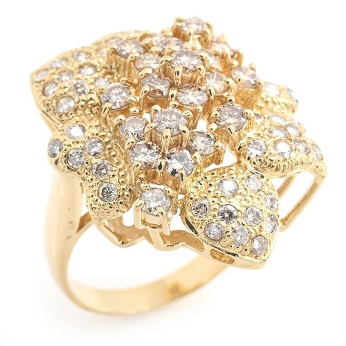 Bague fleur pavé - bague, diamant
