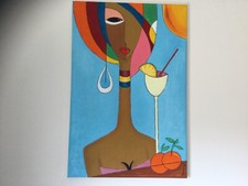 *Tableau  «  La belle africaine »peintures à l huile sur toile *