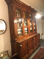Très belle bibliothèque 2 corps ancienne époque restauration bois massif 