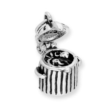 Charm Chat dans une Poubelle en Argent 925/1000